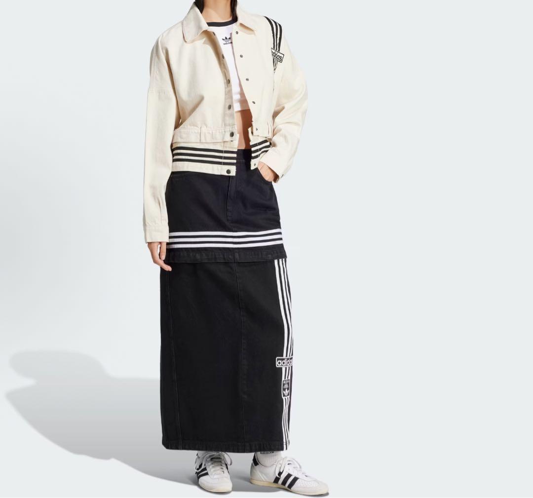 新品XL adidasデニム2-IN-1 トラックトップ　ホワイト　JD5617