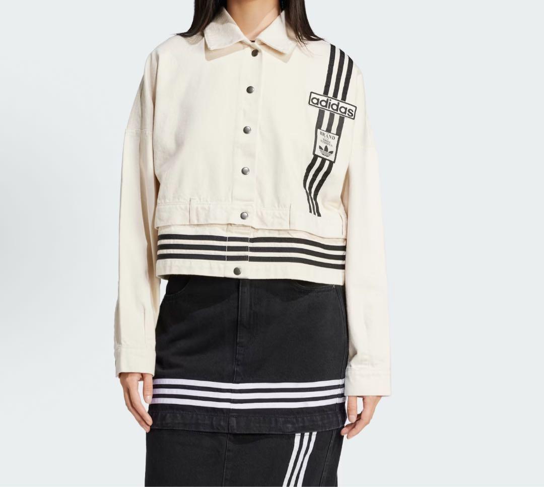 新品XL adidasデニム2-IN-1 トラックトップ　ホワイト　JD5617