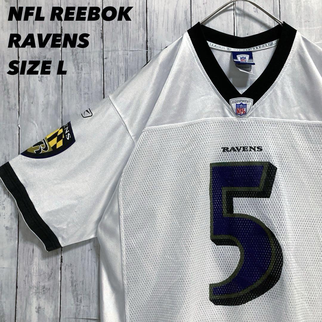 NFL RAVENS ポルチモアレイブンズプリントメッシュゲームシャツ　L 古着