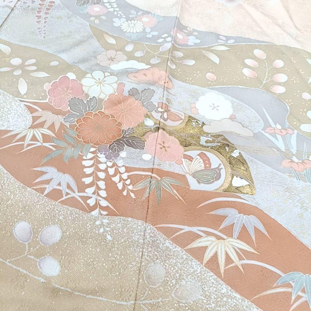 LULU89 着物 訪問着 袷 オレンジベージュ 花柄 着丈161 トールサイズ LULU89 着物 訪問着 袷 オレンジベージュ 花柄 着丈161 トール