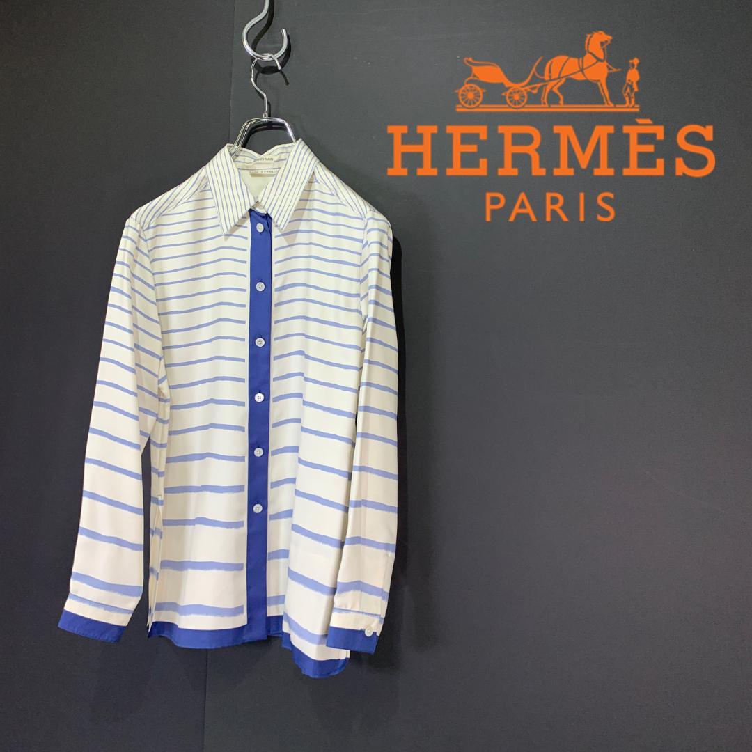 2022年5月新作下旬 HERMES PARIS エルメス シルク100% 半袖シャツ