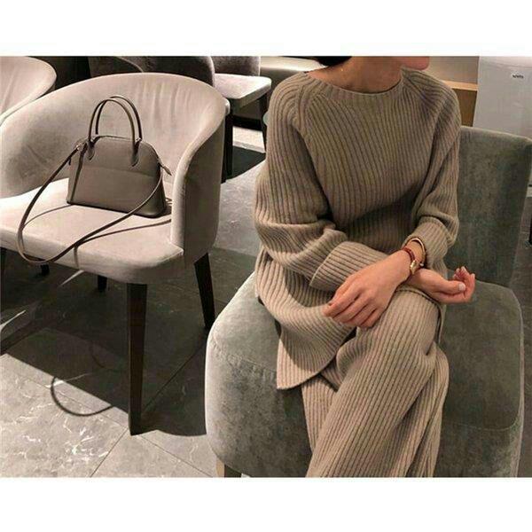 ニットセットアップ 点セット パンツドレス 秋 冬 ニット ニットセットアップ 点セット パンツドレス 秋 冬 ニット