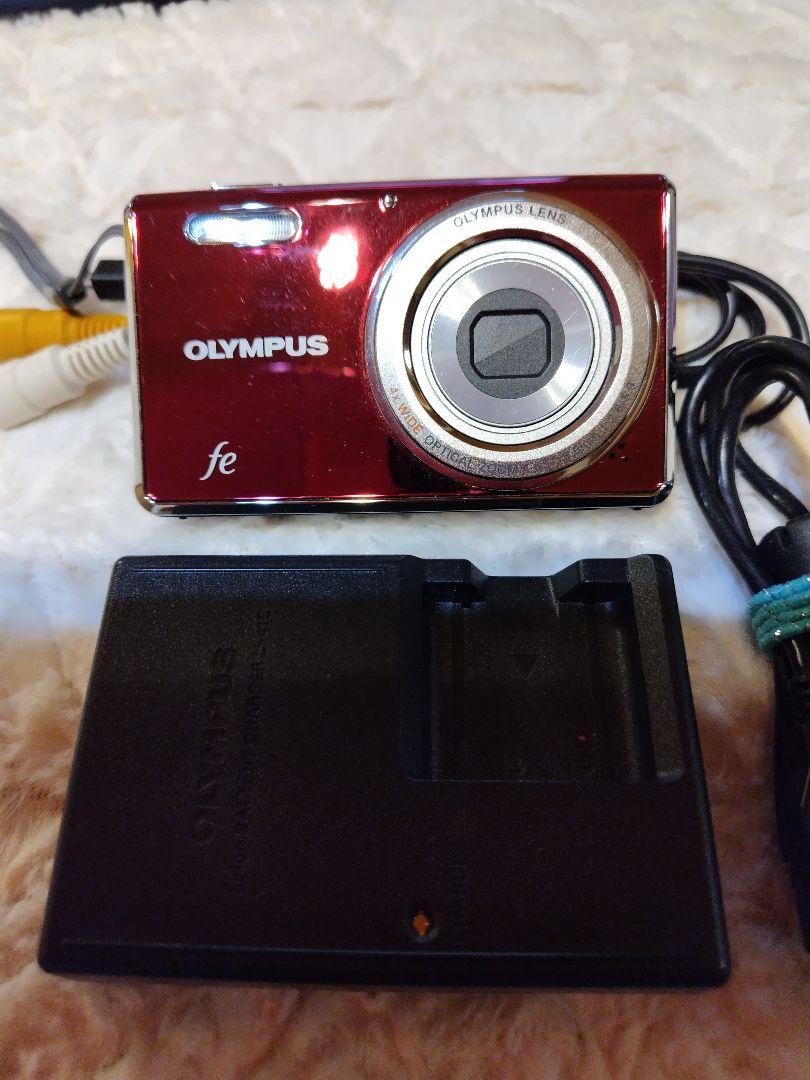 OLYMPUS FE デジタルカメラ レッド 充電器付き
