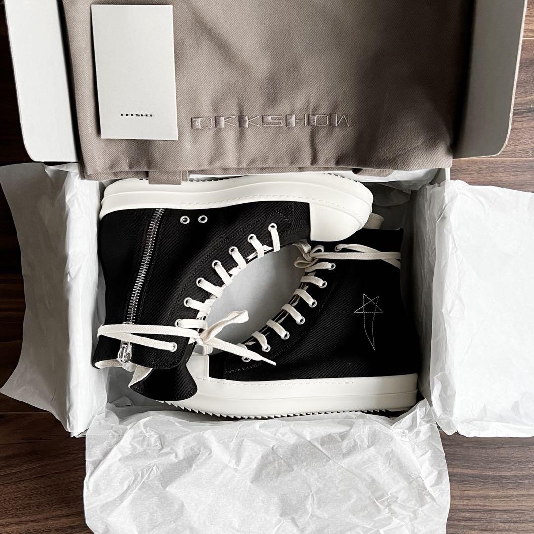 新品26cm RICK OWENS DRKSHDW ブラック刺繍スニーカー