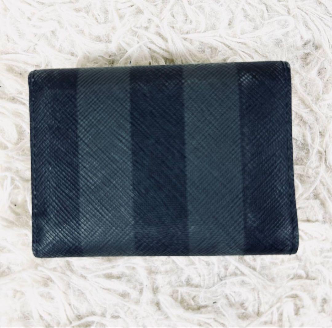 極美品 BURBERRY 三つ折り財布 チャコールチェック ブランドロゴ