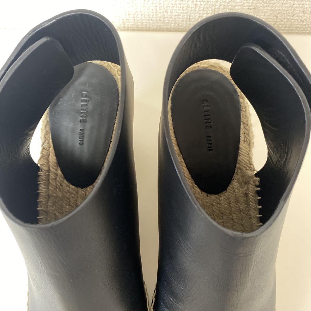 美品 CELINE エスパドリーユ ウェッジソール レザー サンダル 37