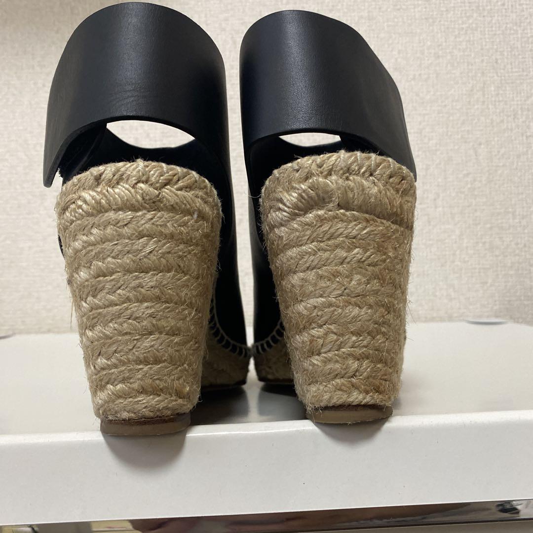 美品 CELINE エスパドリーユ ウェッジソール レザー サンダル 37