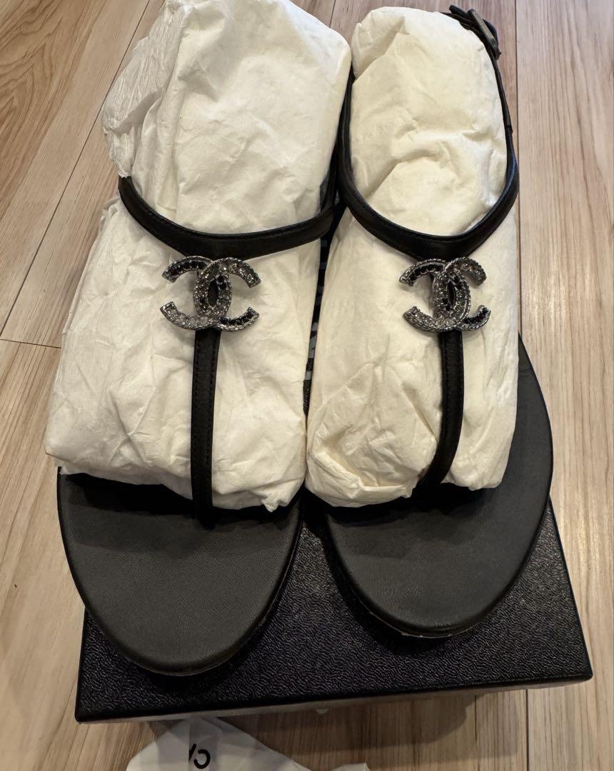 CHANEL トングサンダル ブラック　37 シャネル　サンダル