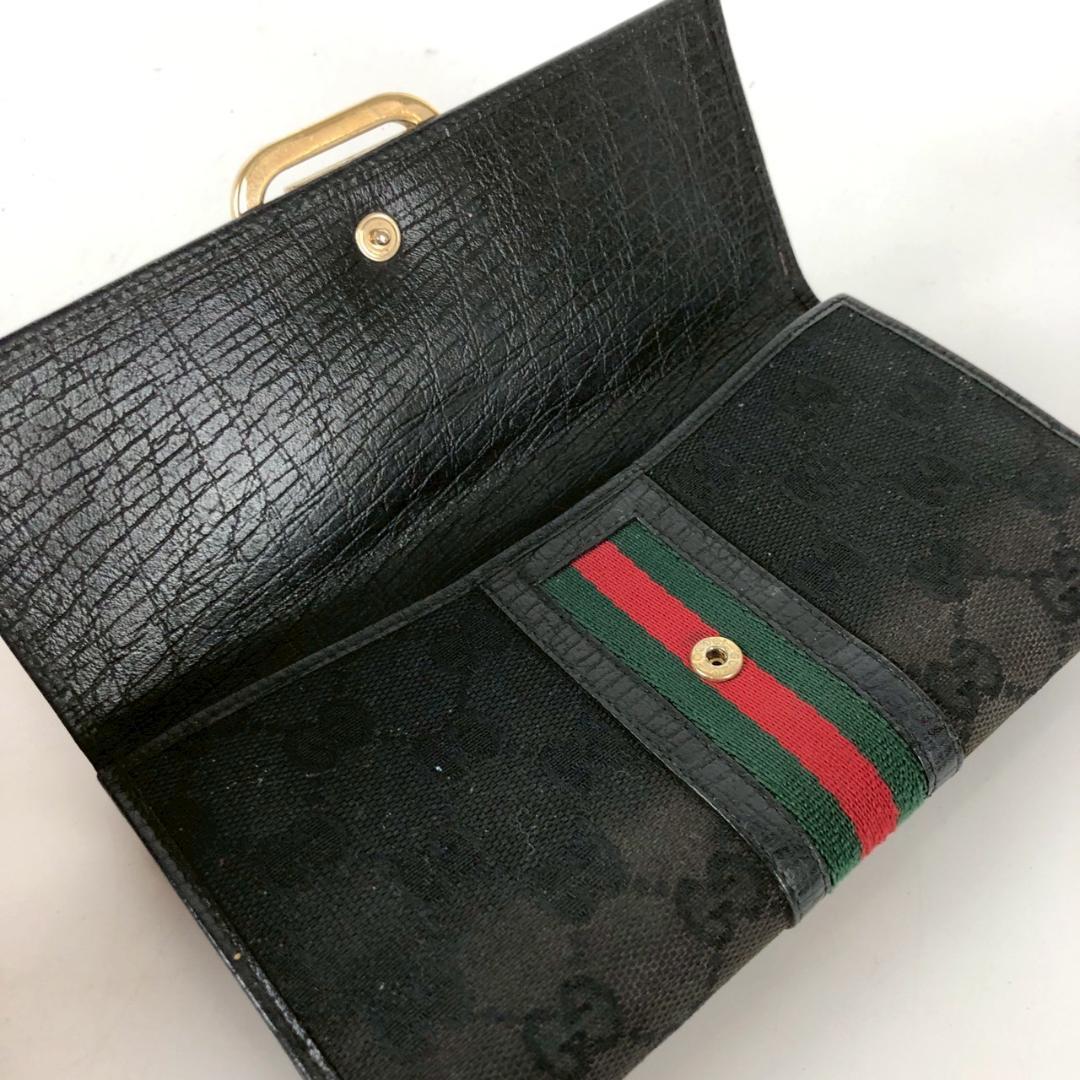 GUCCI グッチ GGキャンバス シェリーライン 長財布 ブラック GUCCI グッチ GGキャンバス シェリーライン 長財布 ブラック