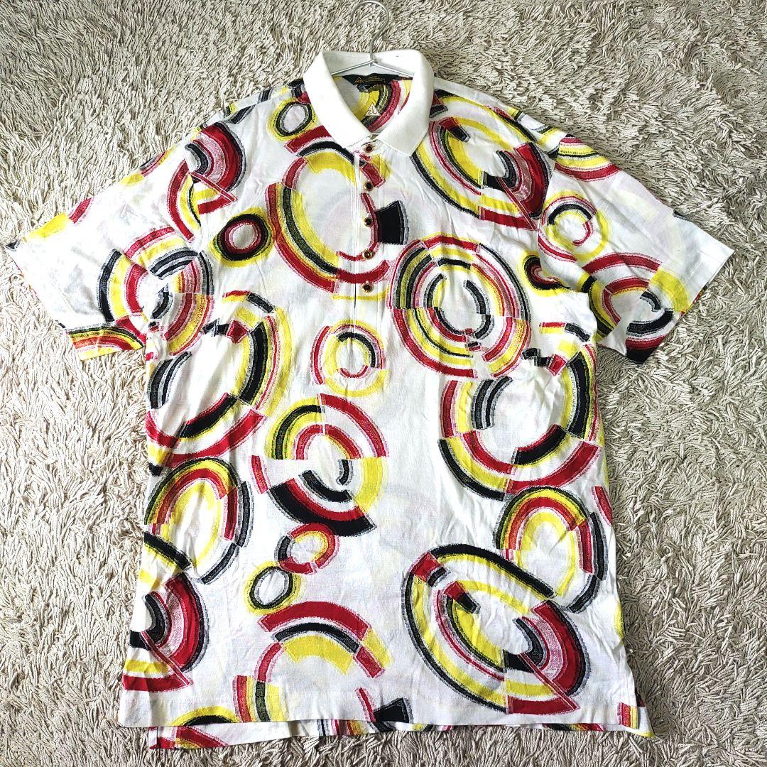 【ジャンボ尾崎】ゴルフ　ポロシャツ　半袖　J's 総柄　EL ブリヂストン　良品