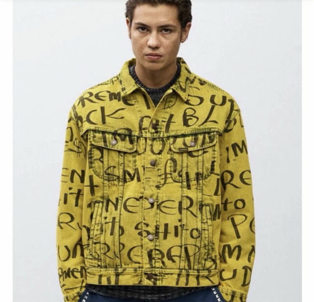 【Yellow M】Black Ark Denim Trucker Jacket