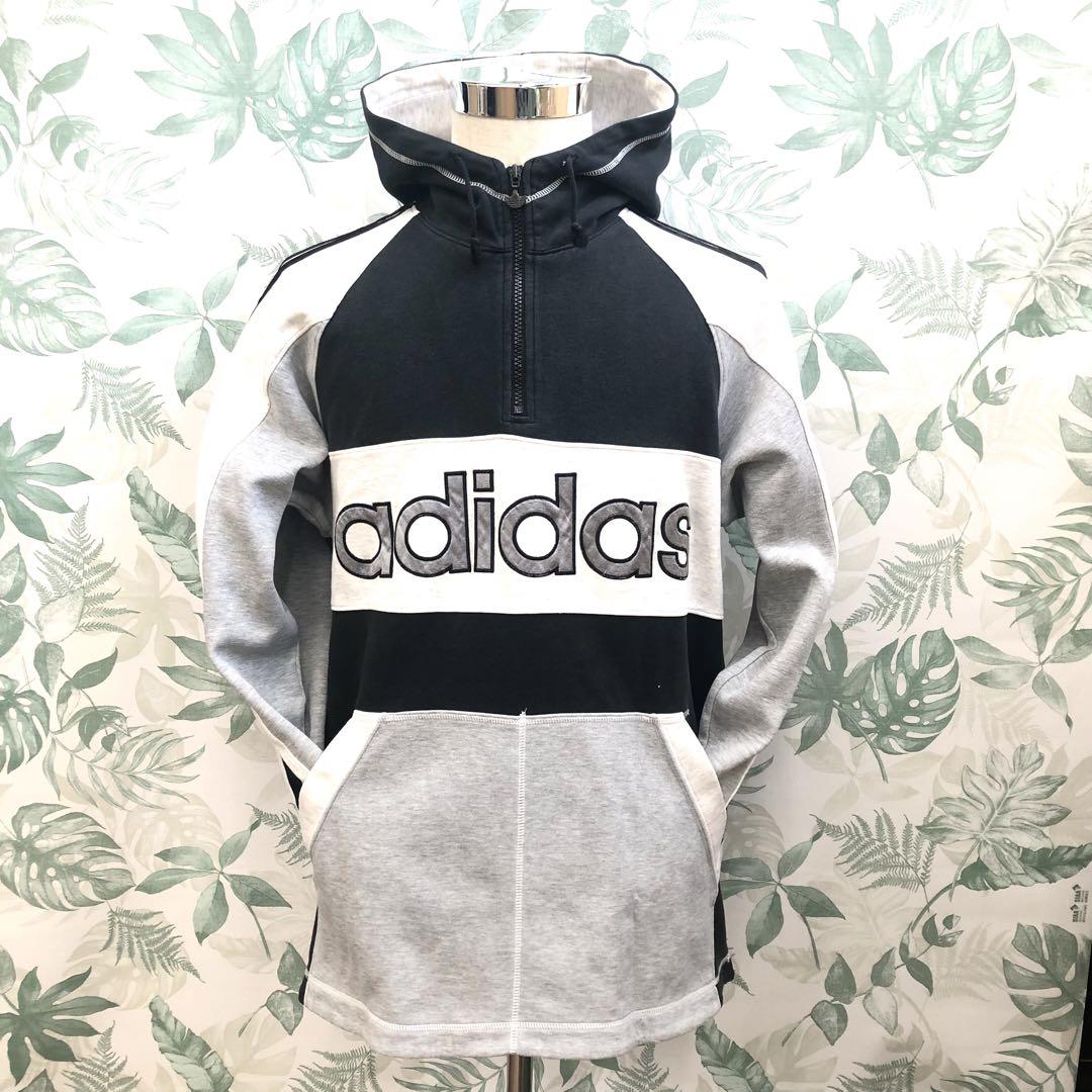 GR67 adidas アディダス ブラック パーカー XL オールドロゴ 4,590円