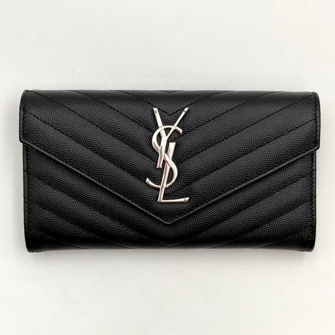 訳あり！極美品✨サンローランパリ 長財布 カサンドラ 黒 キャビア