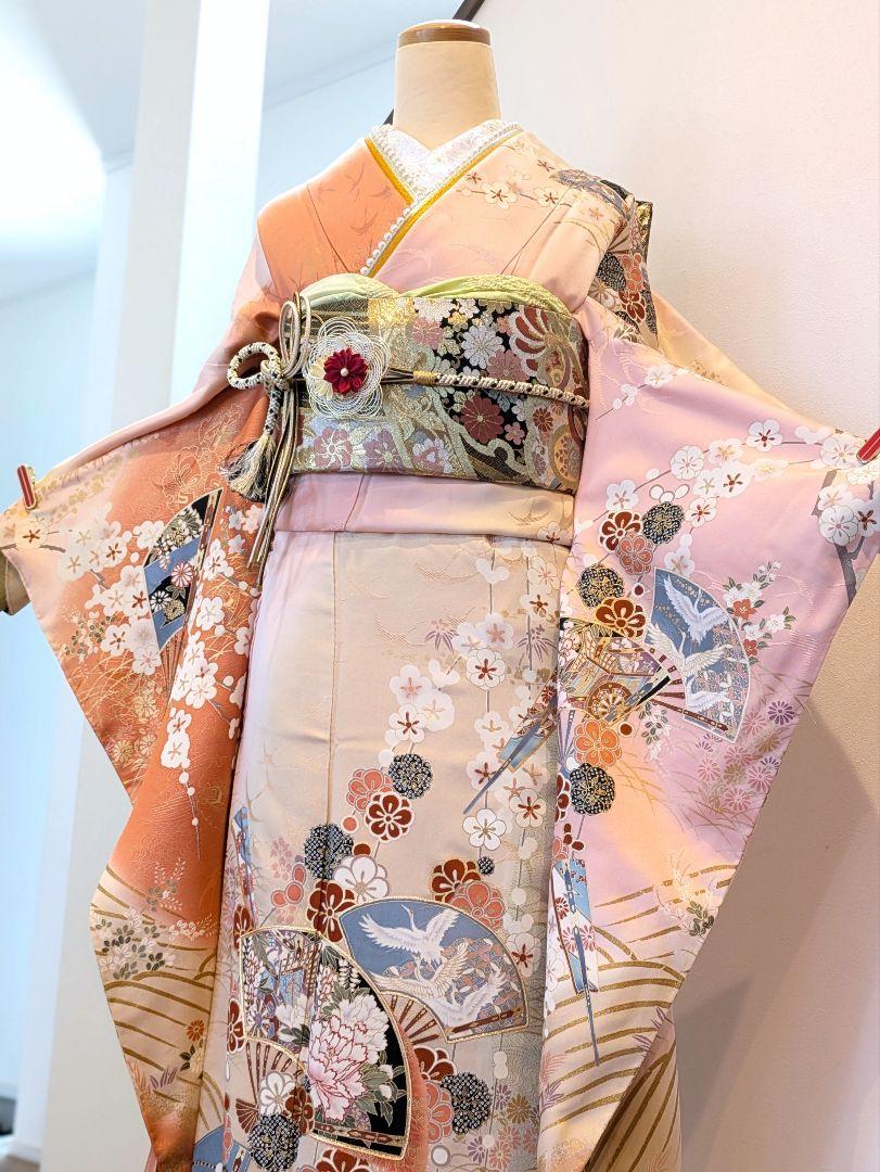 振袖フルセット 身丈167.5裄68 金駒刺繍 金彩 逸品 ピンク 成人