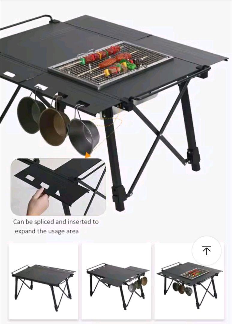 IGTテーブル アウトドアテーブル キャンプテーブル 黒色折り畳み 収納袋付属