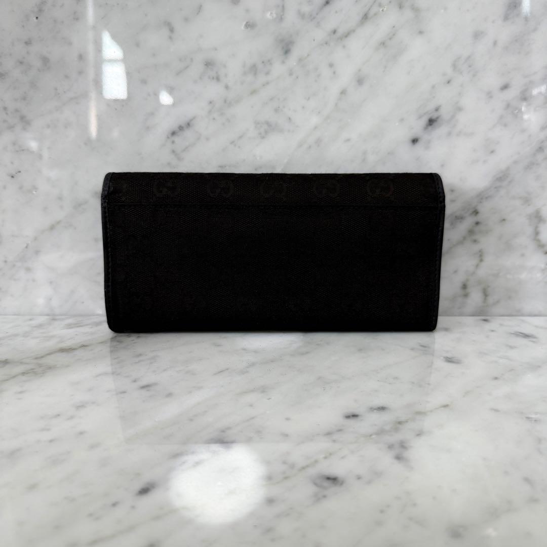 GUCCI グッチ 長財布 ブラック 黒 キャンバス GG 本革 レザー