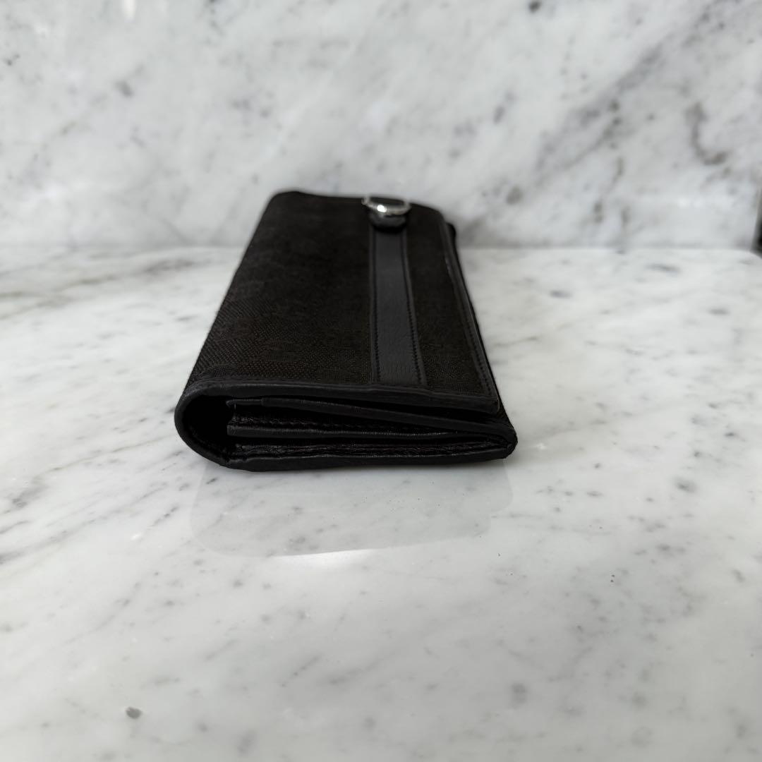 GUCCI グッチ 長財布 ブラック 黒 キャンバス GG 本革 レザー