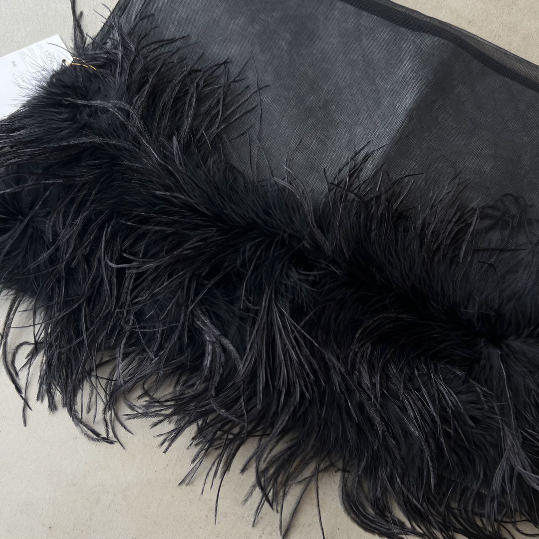 【FOXEY BOUTIQUE】フォクシー　未使用　ストール　黒　オーストリッチ FOXEY BOUTIQUE】フォクシー 未使用 ストール 黒 オーストリッチ