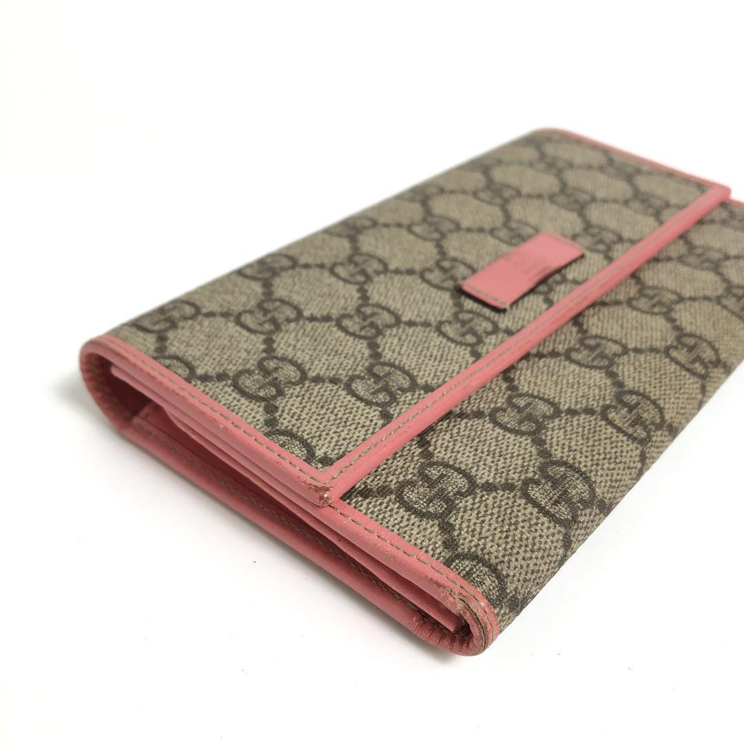 ☆8D300 グッチ 長財布 GGスプリーム 総柄 シルバー金具 レザー