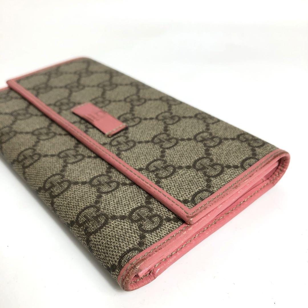 ☆8D300 グッチ 長財布 GGスプリーム 総柄 シルバー金具 レザー