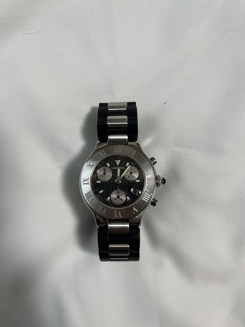 美品カルティエ CARTIER W10125U2 クロノスカフ デイト クォーツ