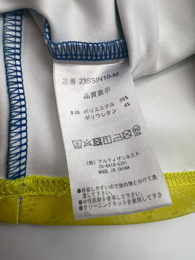 レザレクション　モックネック　ポロシャツ　トップス　メンズ　青黄　シャツ