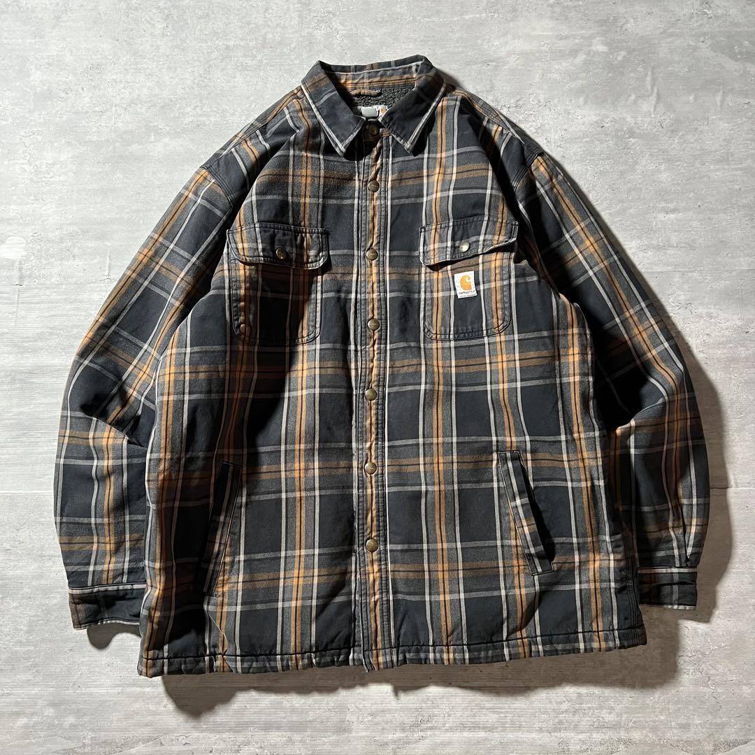 【18％OFF】 希少XL、裏ボアジャケット】carharttチェック古着 ヘビー ジャケット・アウター