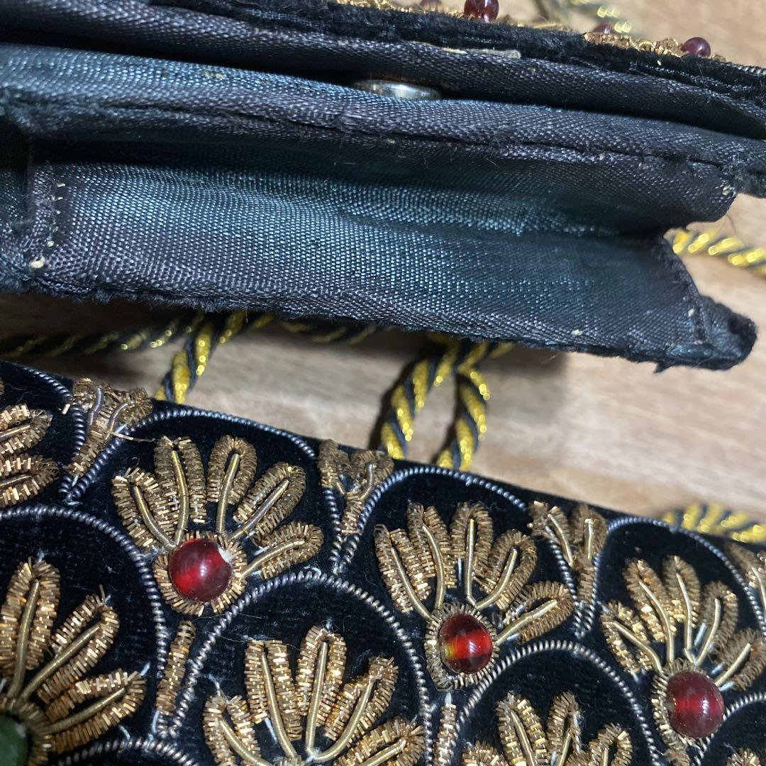 祝開店！大放出セール開催中 インド ザリ刺繍 パーティーバッグセット ベルベット バッグ