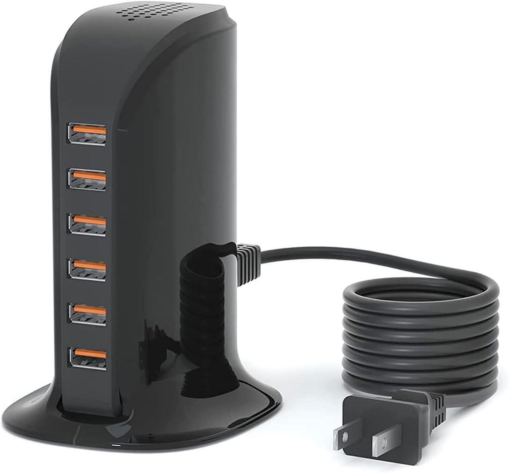 高出力6ポートUSB充電器、出力自動判別、タワー式、150CM、PSE認証
