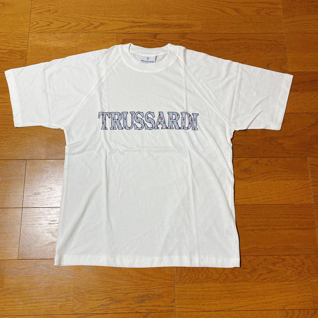 新品 90s◆TRUSSARDI トラサルディ◆ビッグロゴプリント Tシャツ 白
