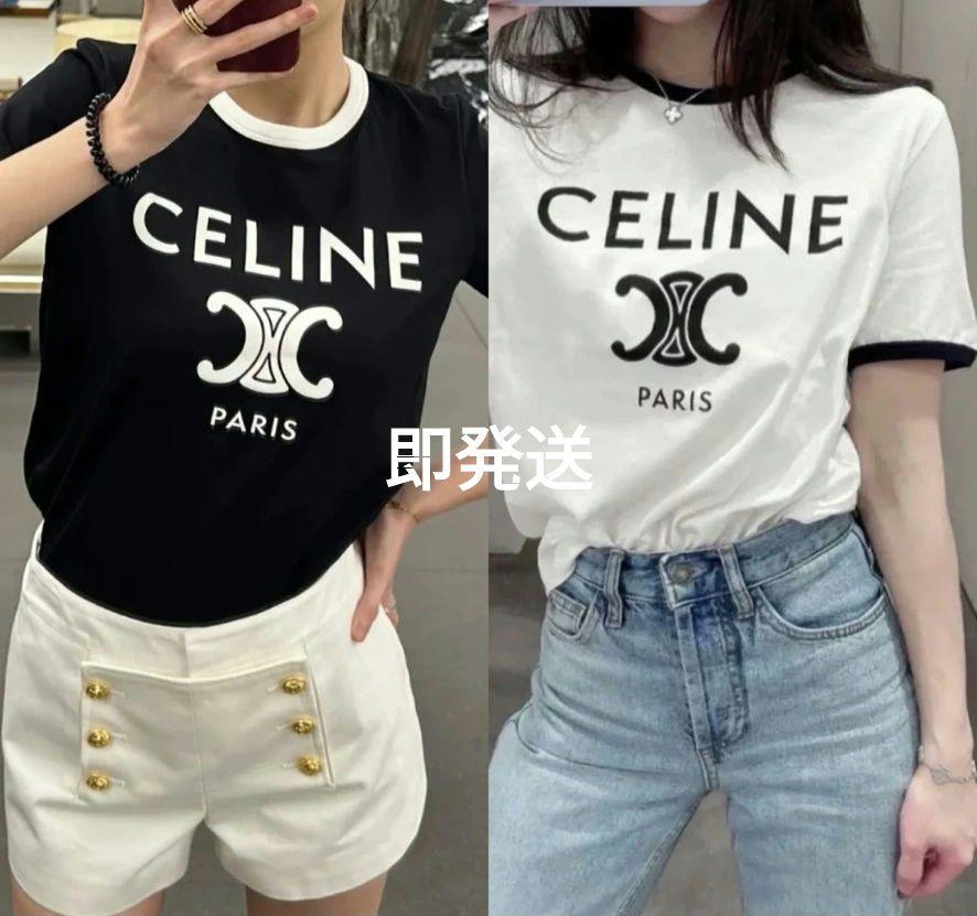 【最終お値下げ】【正規品】CELINE セリーヌ トリオンフ Tシャツ CELINE トリオンフ刺繍入りルーズTシャツ (CELINE/Tシャツ