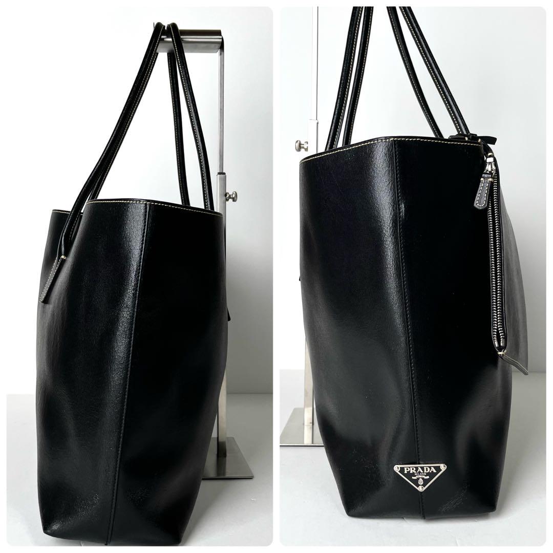 【美品】プラダ ハンドバッグ トートバッグ オールレザー 白 南京錠 ビジネス PRADA - PRADA プラダ トートバッグ ビジネスバッグ レザー 牛革