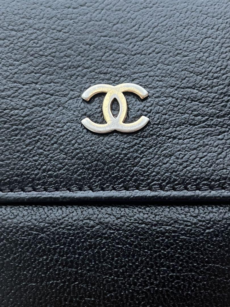 【角スレあり】CHANEL シャネル ココマーク 3つ折 財布 レザー 黒