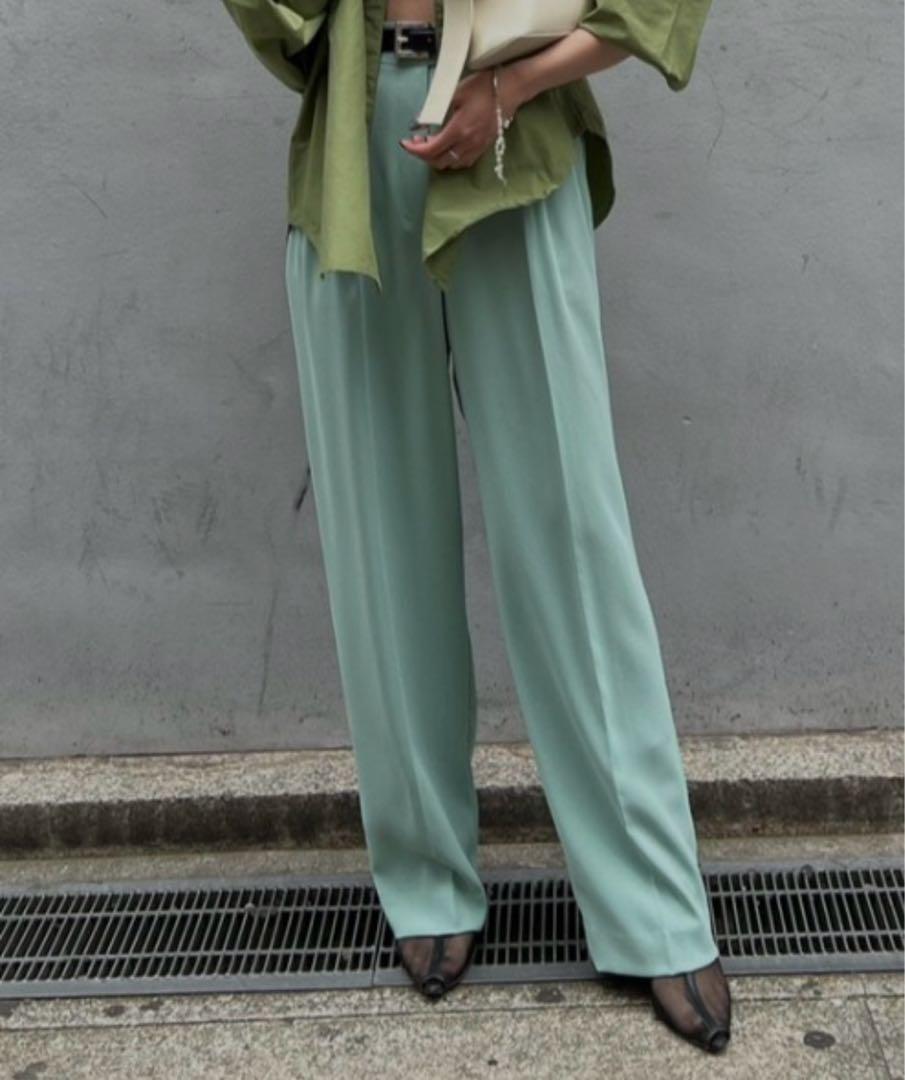 Ameri★2TUCK GEORGETTE STRAIGHT PANTS