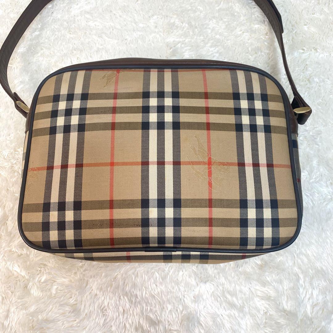 美品】 バーバーリー ショルダーバック ノバチェック キャンバス