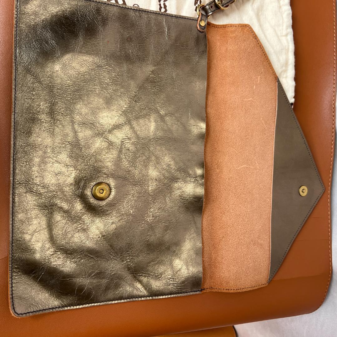 【袋付き】イルビゾンテ IL BISONTE クラッチバック ゴールド レア 画像4
