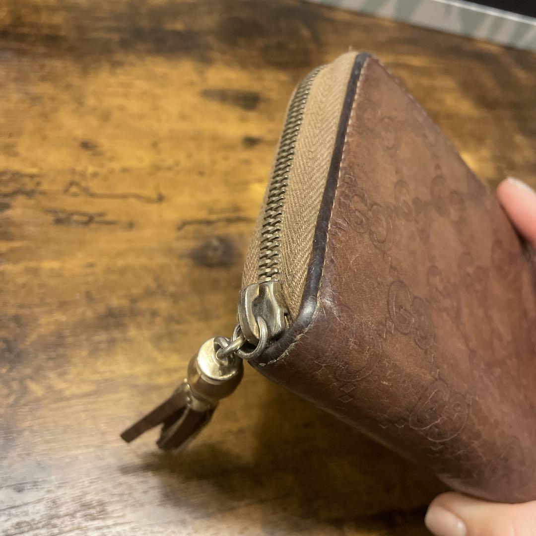 GUCCI GGパターン ブラウンレザー長財布