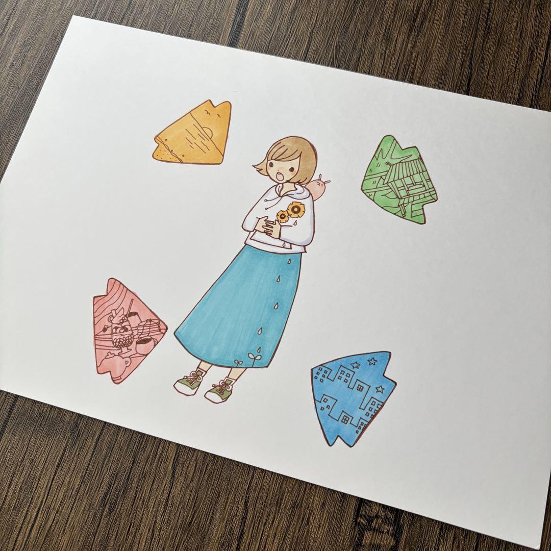 【1478】【女の子の絵】オリジナル手描きアナログアート自作コピックイラスト原画