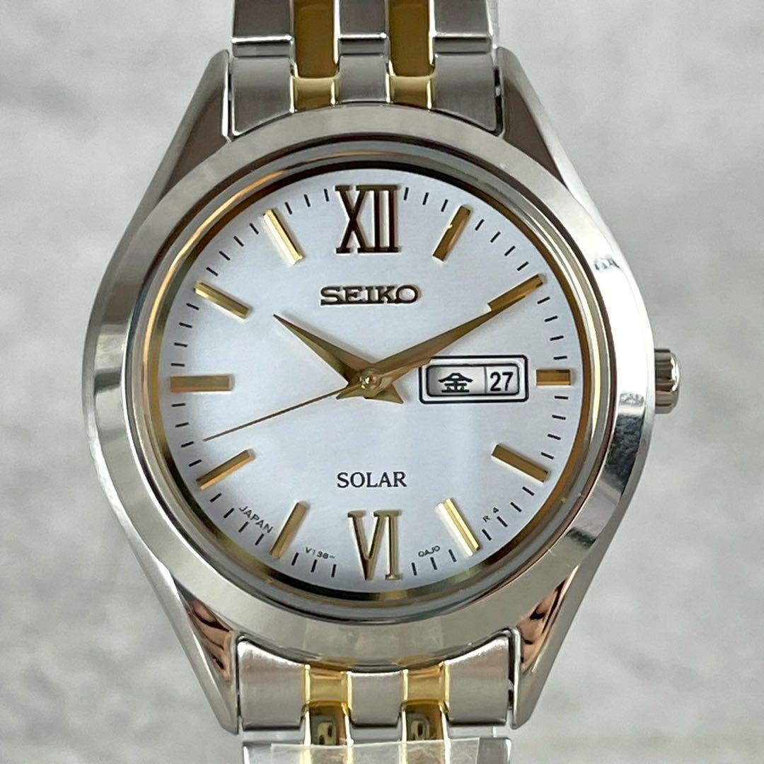 激安商品 電波ソーラー セイコー Seiko 極美品 稼働 腕時計 コンビ デイト 時計