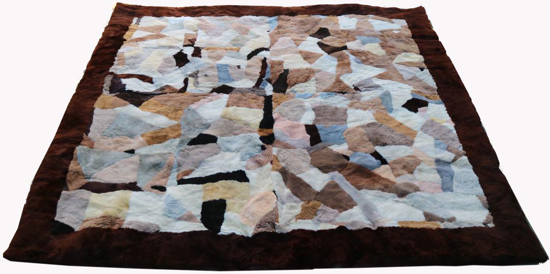 ムートンラグ　モザイク綿入り　200x200cm