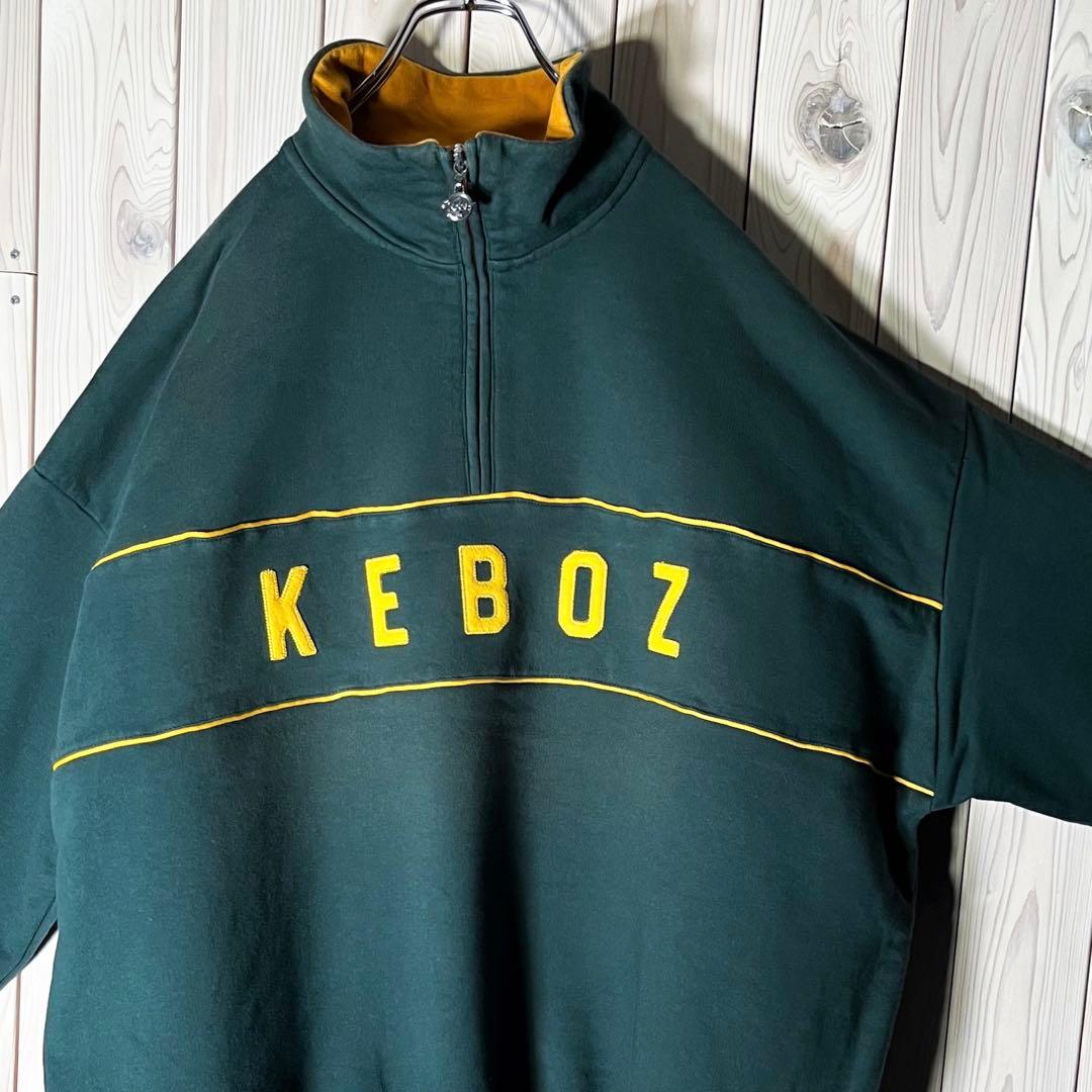 【良品 M】ケボズ keboz 刺繍ロゴ ハーフジップ スウェット