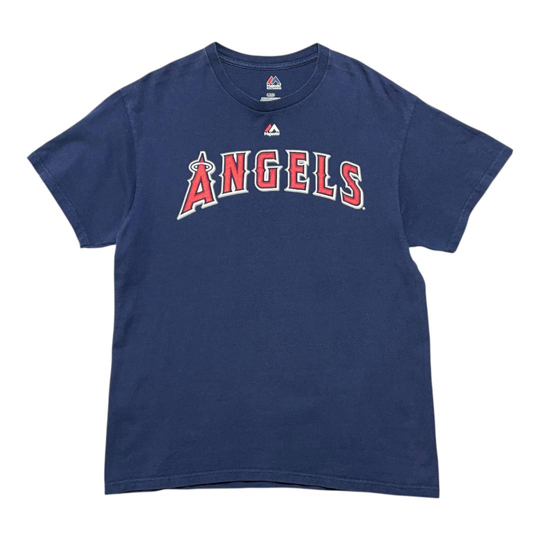 USA 古着 エンジェルス マイクトラウト Tシャツ プリント ネイビー MLB