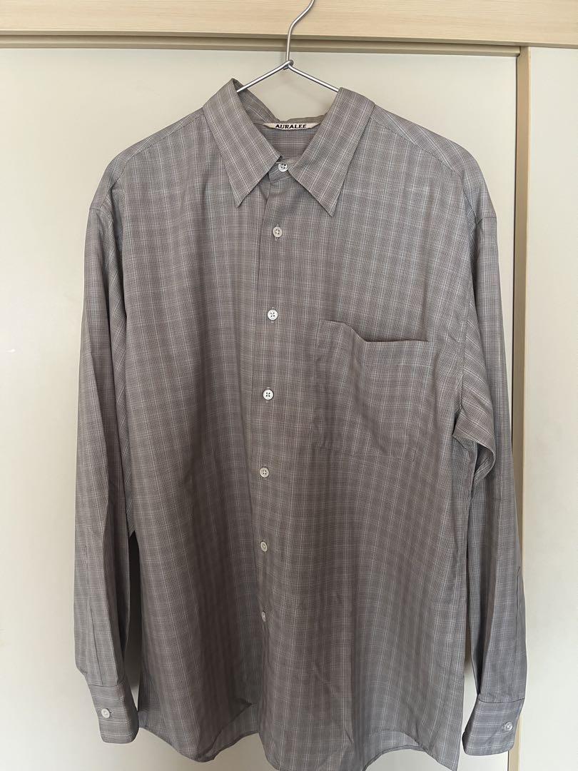 トップス AURALEE SUPER LIGHT WOOL CHECK SHIRTS