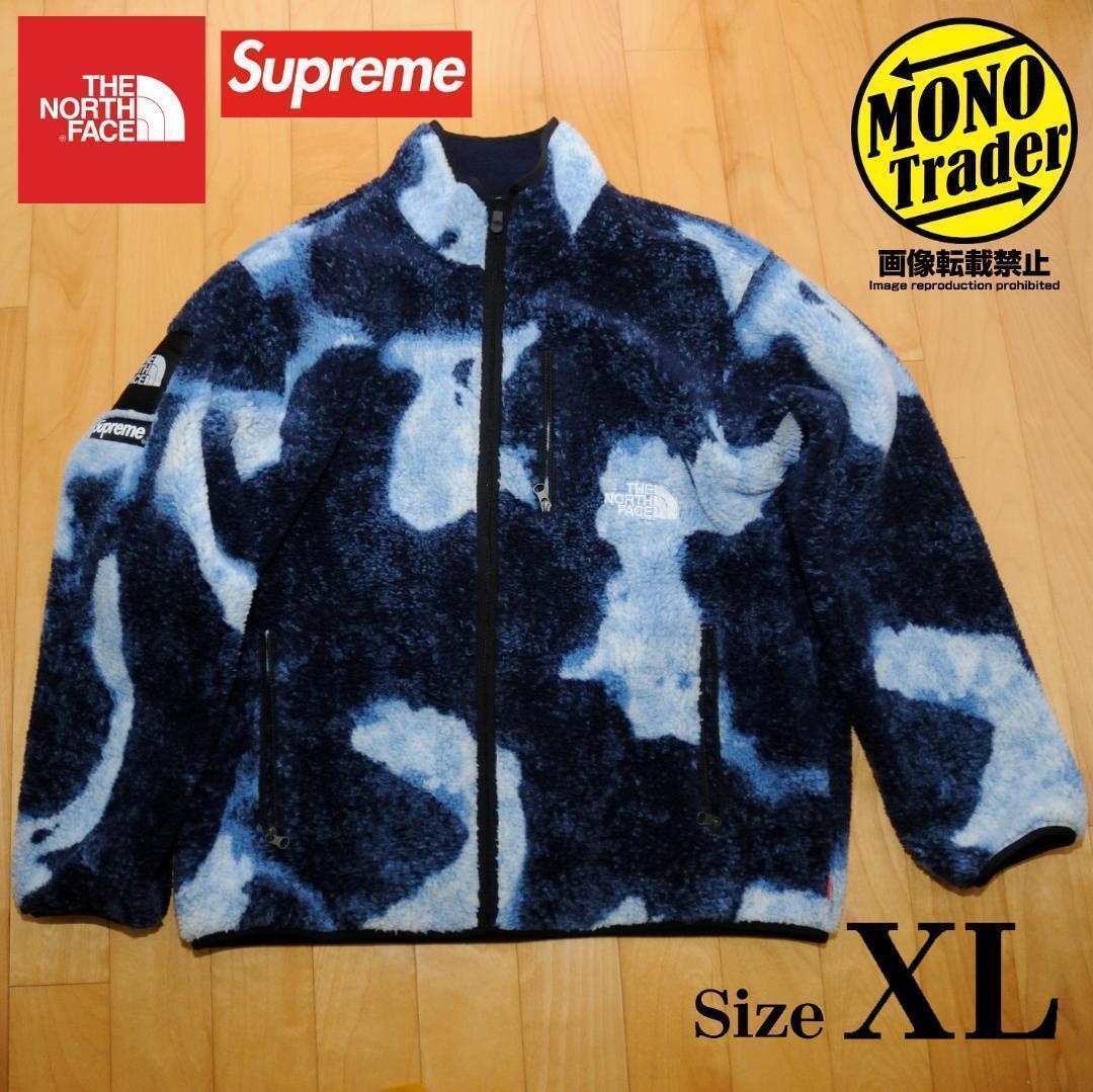 ★シュプリーム ノース フェイス デニム プリント フリース ジャケット XL