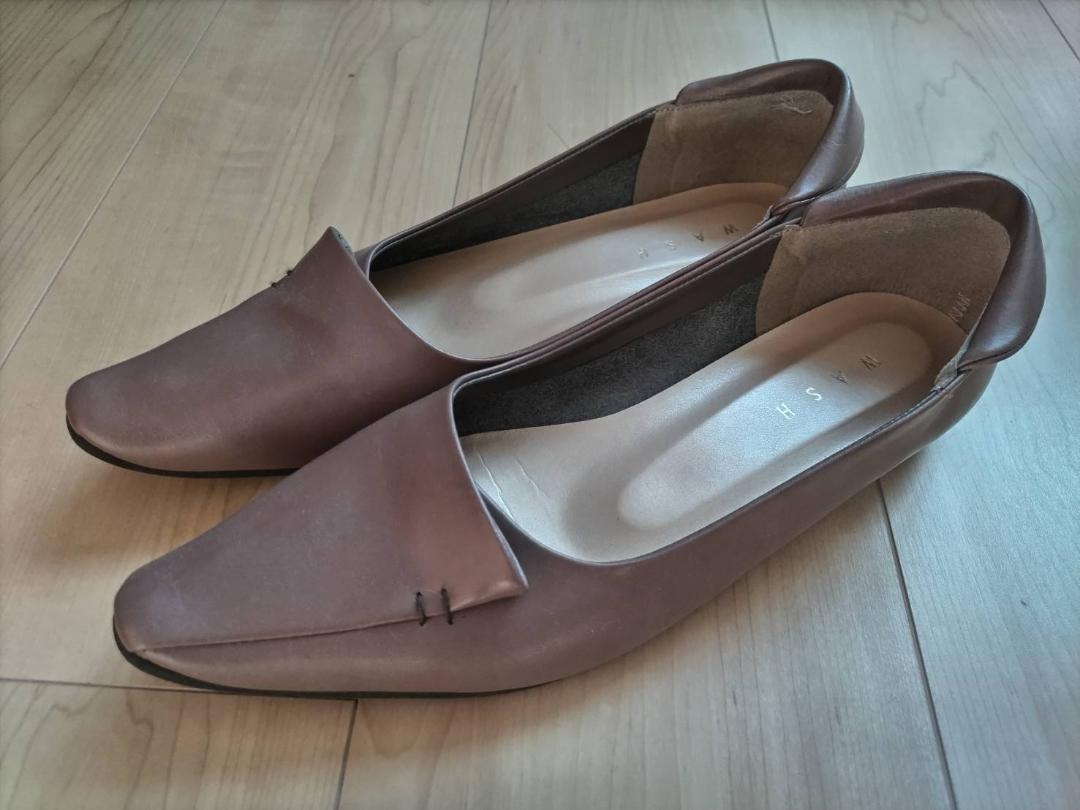 レイン仕様限定品　WASH　きれい見えフラットシューズ L　ROSE BROWN