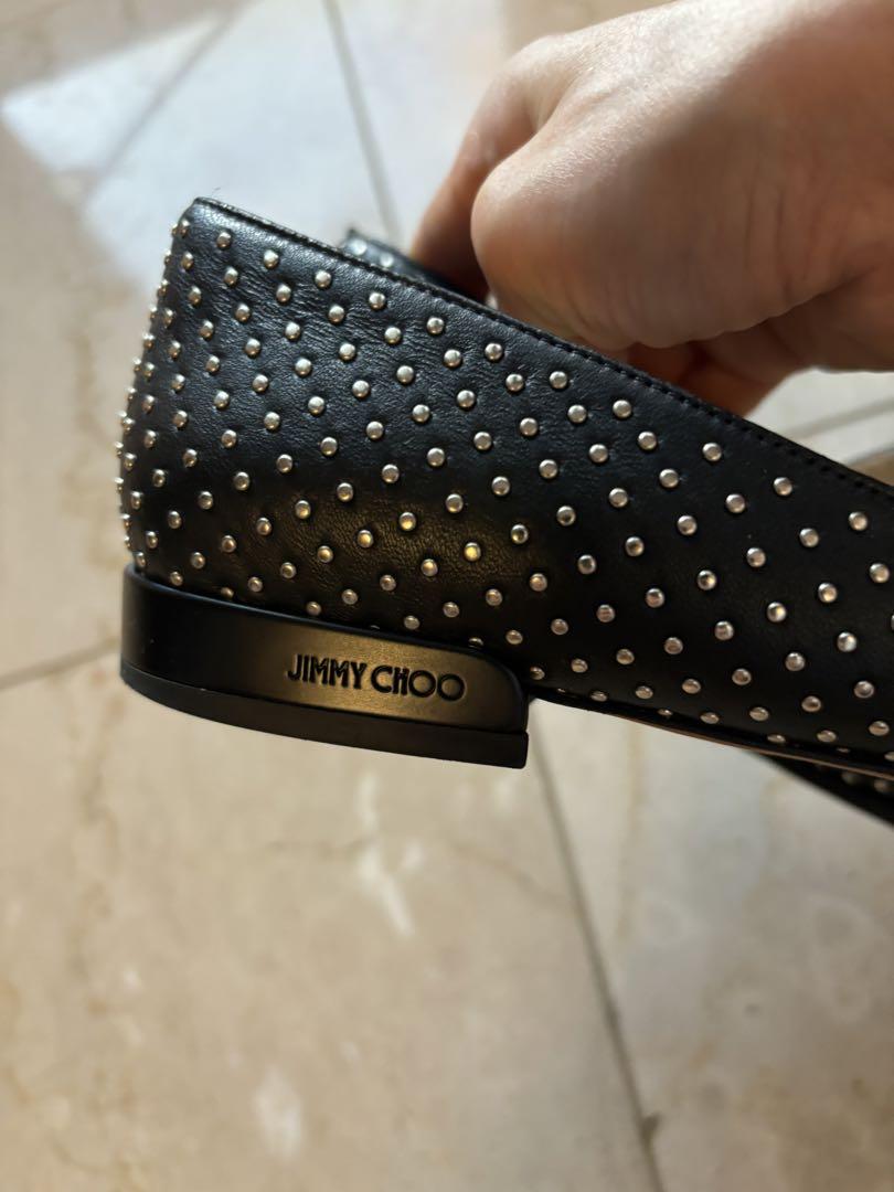 JIMMY CHOO サイズ37スタッズ付きローファー ブラック