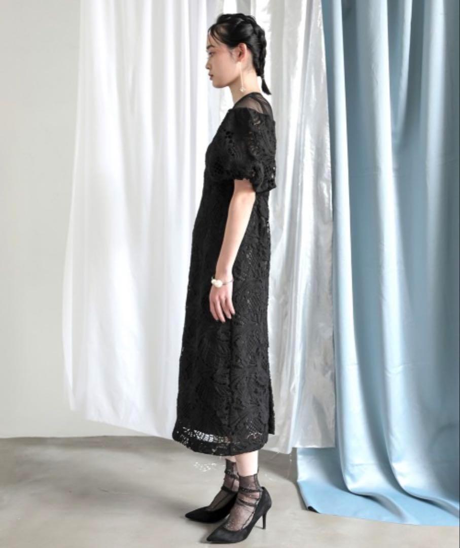 【Callarus】レース ボリューム袖 オケージョン ワンピース M 結婚式