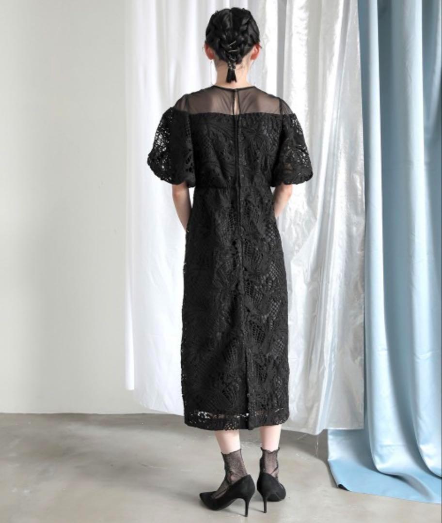【Callarus】レース ボリューム袖 オケージョン ワンピース M 結婚式