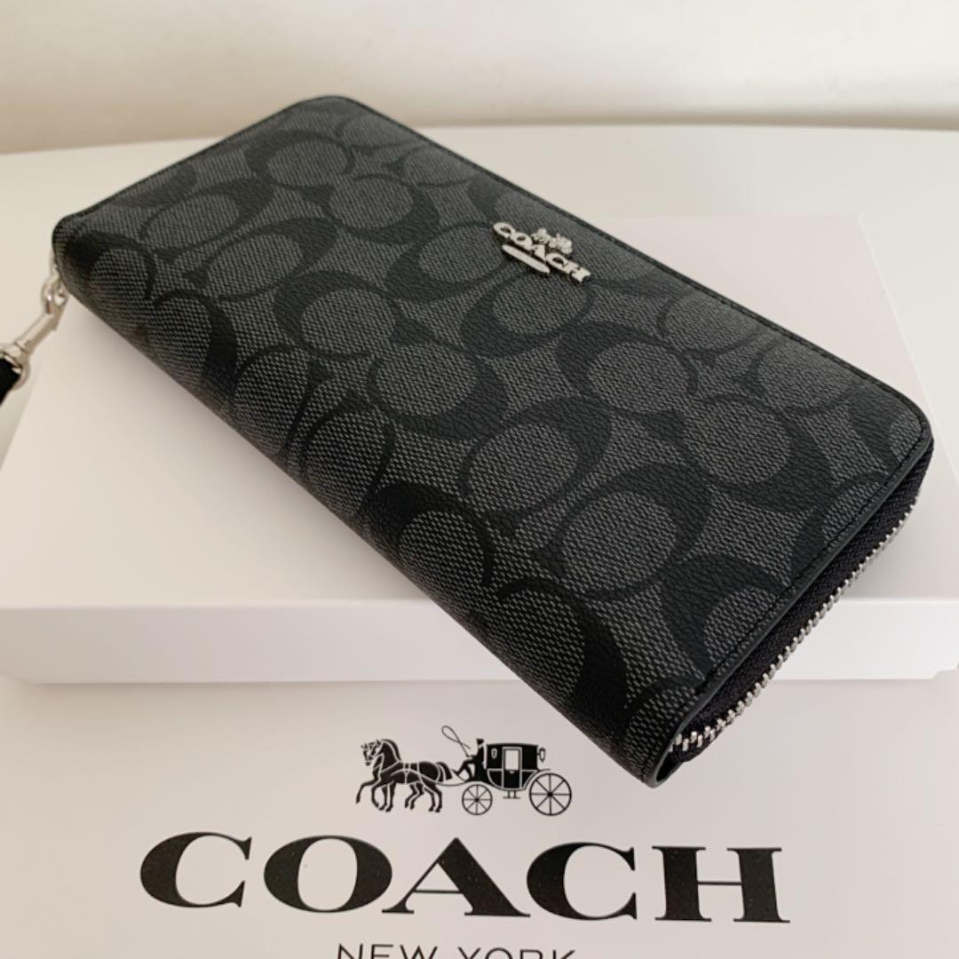 限定SALE2022 新品 COACH コーチ メンズ レディース長財布 ブラックシグネチャー ih6Up-m47161563973 再入荷格安