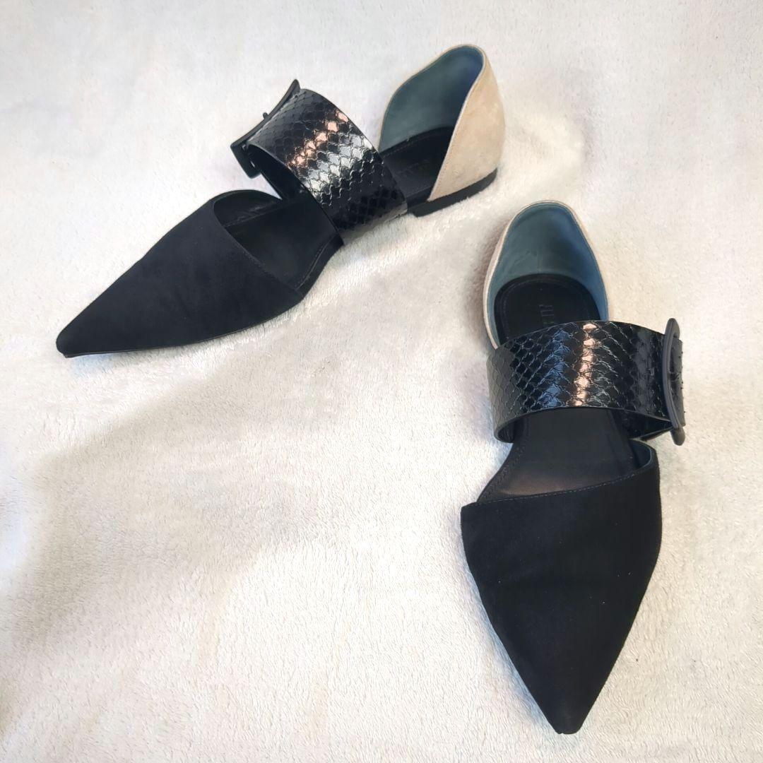 JIL SANDER ジルサンダー フラットシューズ スエード ブラック 37